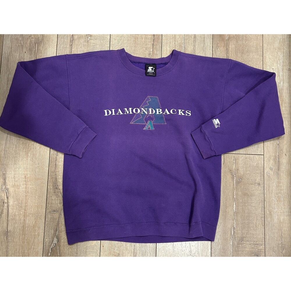 VTG Retro Starter Men Large MLB Arizona Diamondbacks Purple Crewneck Sweatshirt